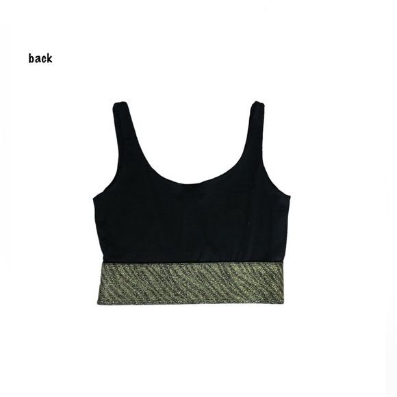 GOLD & BLACK CROPPED TANK TOP W/ ZEBRA PRINT METALLIC TRIM  • SIZE M • 579 - Picture 2 of 4